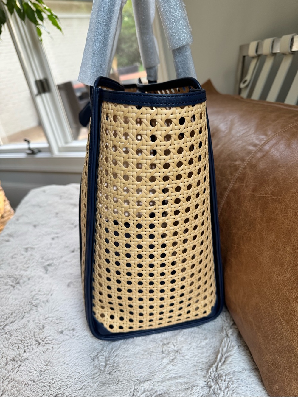 Mark & Graham Waterproof Caning Tote in Navy - Picture 7 of 13